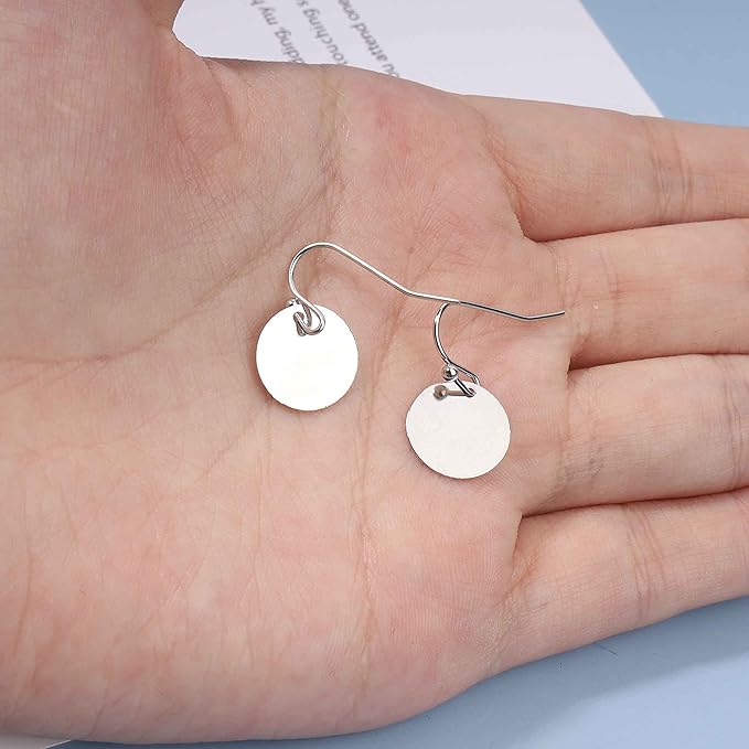 Boho Disc Coin Drop Earrings Tiny Circle Dangle Earrings Silver Smooth Coin Hook Earrings Minimalist Geometric Earrings for Women and Girls-Velvo Beauty