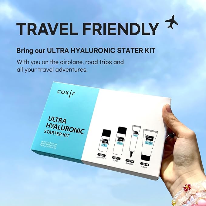 coxir ULTRA HYALURONIC STARTER KIT /cleansing oil+toner+ampoule+cream tralvel kit/[2.68 fl.oz (Pack of 1)]-Velvo Beauty