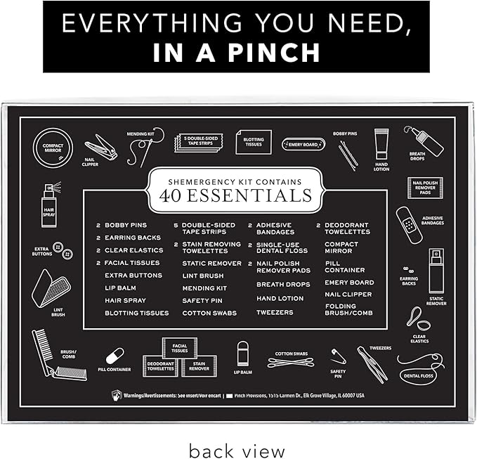 Pinch Provisions Shemergency Kit for Her, 40 Emergency Essential Items, Compact, Multi-Functional Pouch, Gift for Women, Birthday, Bachelorette Parties, and More!-Velvo Beauty