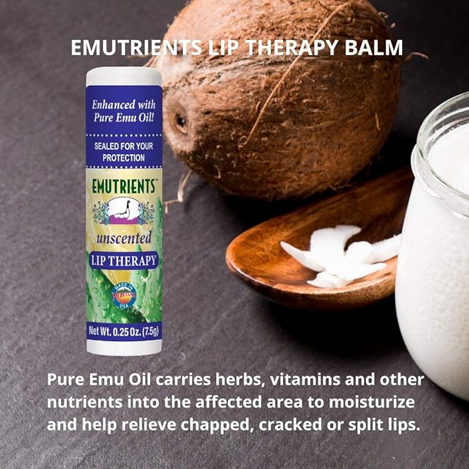 Montana Emu Ranch Natural Lip Balm 0.25 Ounce - Unscented - Made with Pure Emu Oil-Velvo Beauty