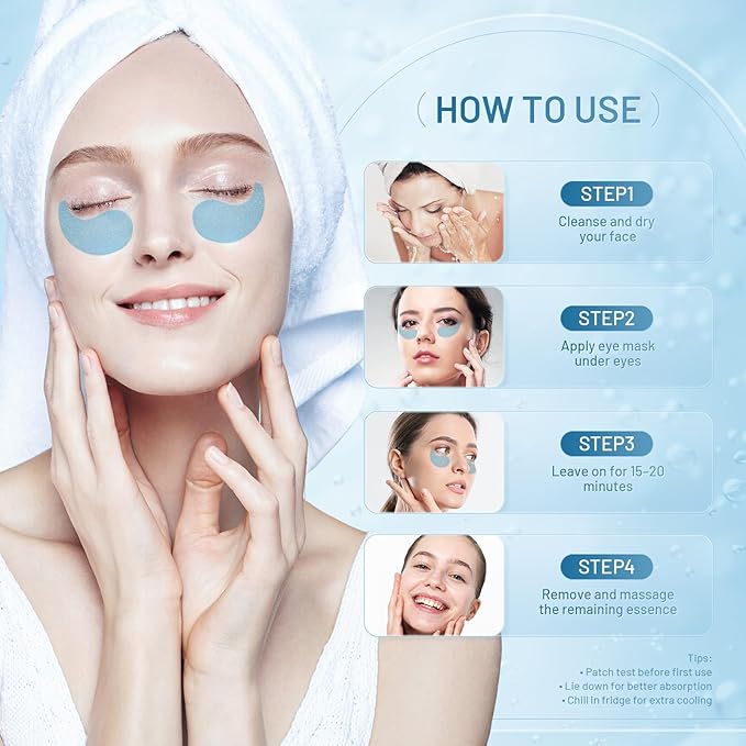 Under Eye Masks Patches - Hyaluronic Acid Collagen for Dark Circles,Eye bags, Fine Lines,puffiness Smoothing Skin Care Treatment Hydrating for Women and Men, (60 Pcs) Blue-Velvo Beauty