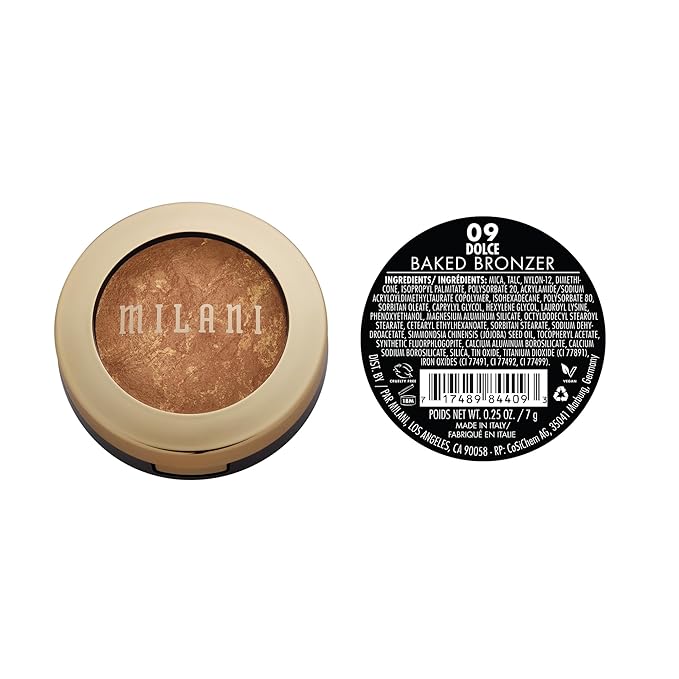 Milani Bronzer Powder - Baked Bronzer Made in Italy, Bronzing Shimmer Highlighter Makeup for Contour -Dolce-Velvo Beauty