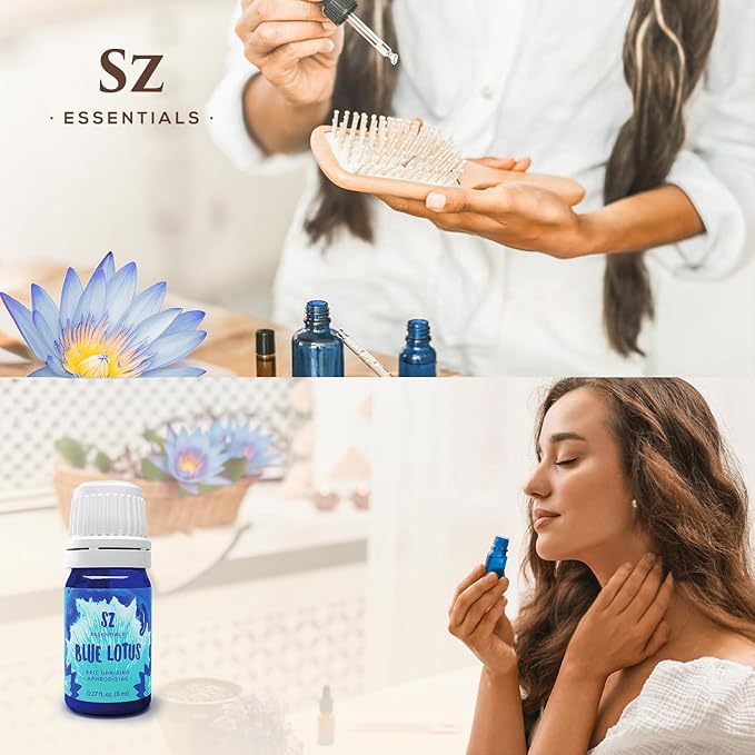 Blue Lotus Essential Oil 100% Pure, Undiluted Oil - Extracted from Nymphaea Caerulea - Rich & Sweet Scent with Fruity Overtones - Therapeutic Grade & Vegan - 0.17oz (5ml)-Velvo Beauty