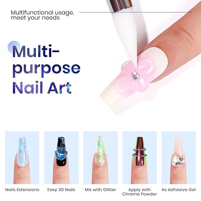 MIZHSE 2PCS Solid Builder Gel for Nails Kit: 30g/1oz Clear & Aurora Hard Gel for Nail with Nail Forms 3D Mold Soak off U V Builder Extension Gels for Women-Velvo Beauty