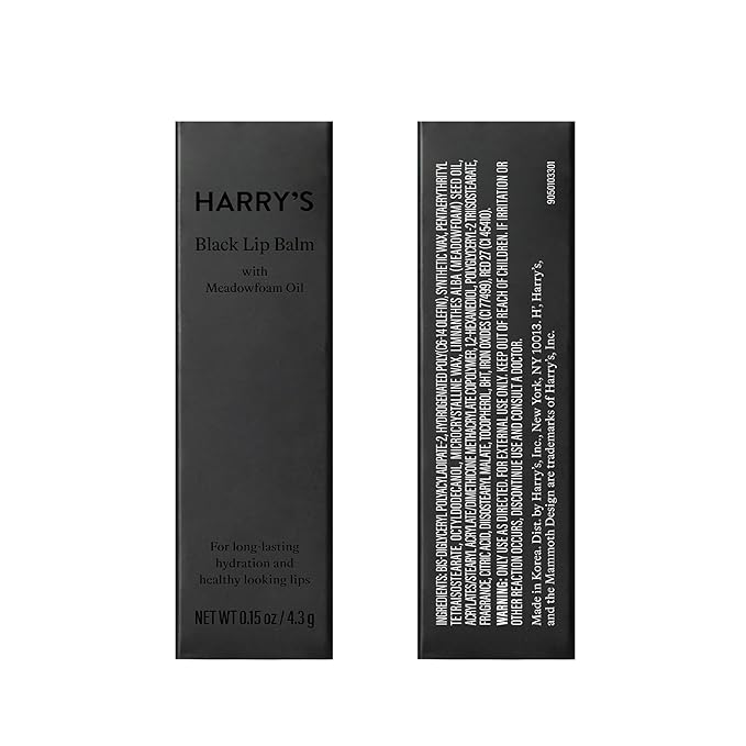 Harry's Black Lip Balm for Men - Hydrating Men's Lip Balm with Natural Finish - Korean Skincare Technology with Meadowfoam Oil-Velvo Beauty