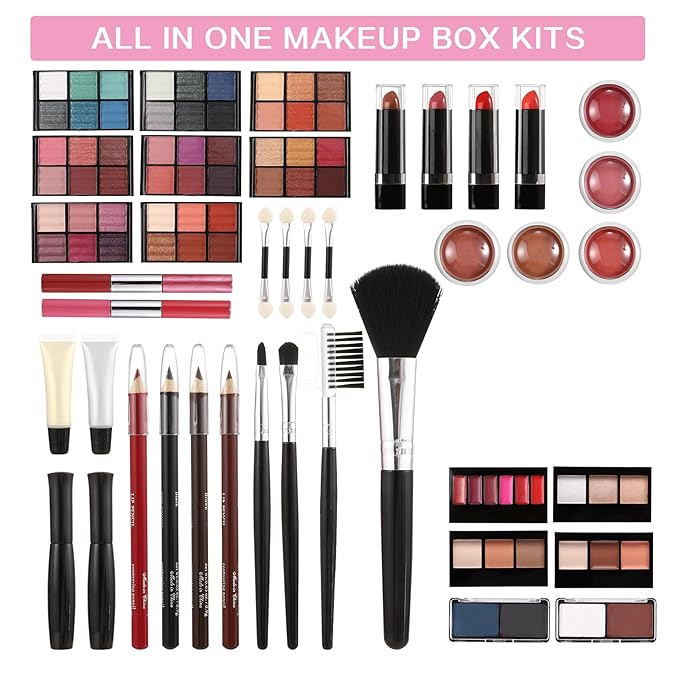 All in One Makeup Kit for Teens, 106 Pcs Professional Makeup Kit for Women Full Kit, Include Eyeshadow Palette, Lipstick Set, Concealer, Foundation, Lipgloss, Makeup Brush(Silver)-Velvo Beauty