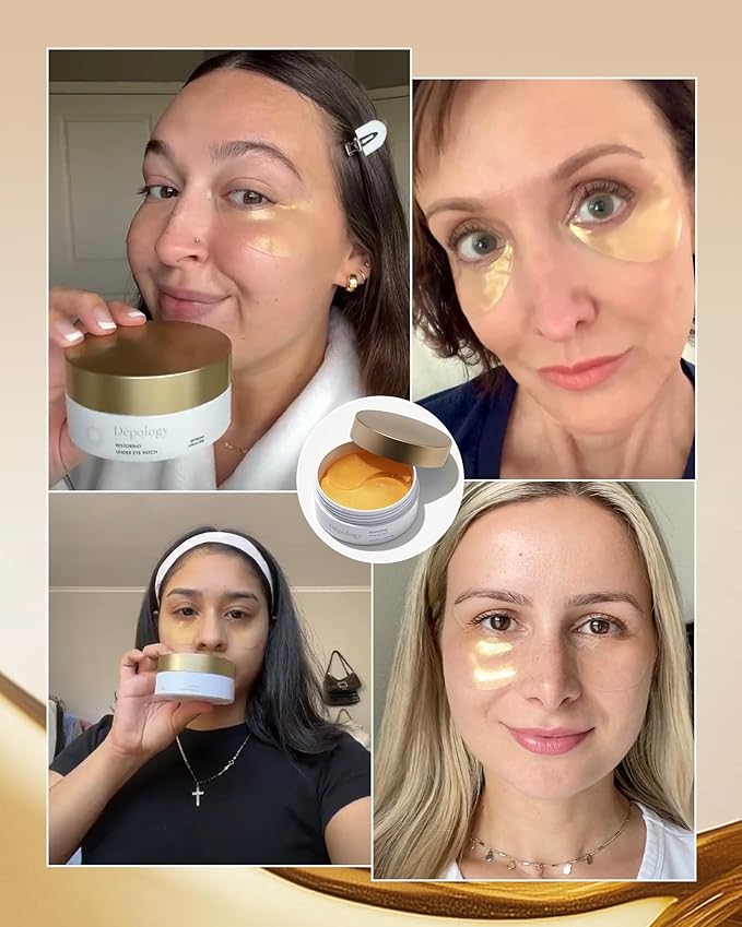 depology Restoring Hydrogel Under Eye Patch | 60 Patches | Brightening Caffeine Gold Pads for Dark Circles | Puffiness | Wrinkles | Refresh | Travel-Velvo Beauty