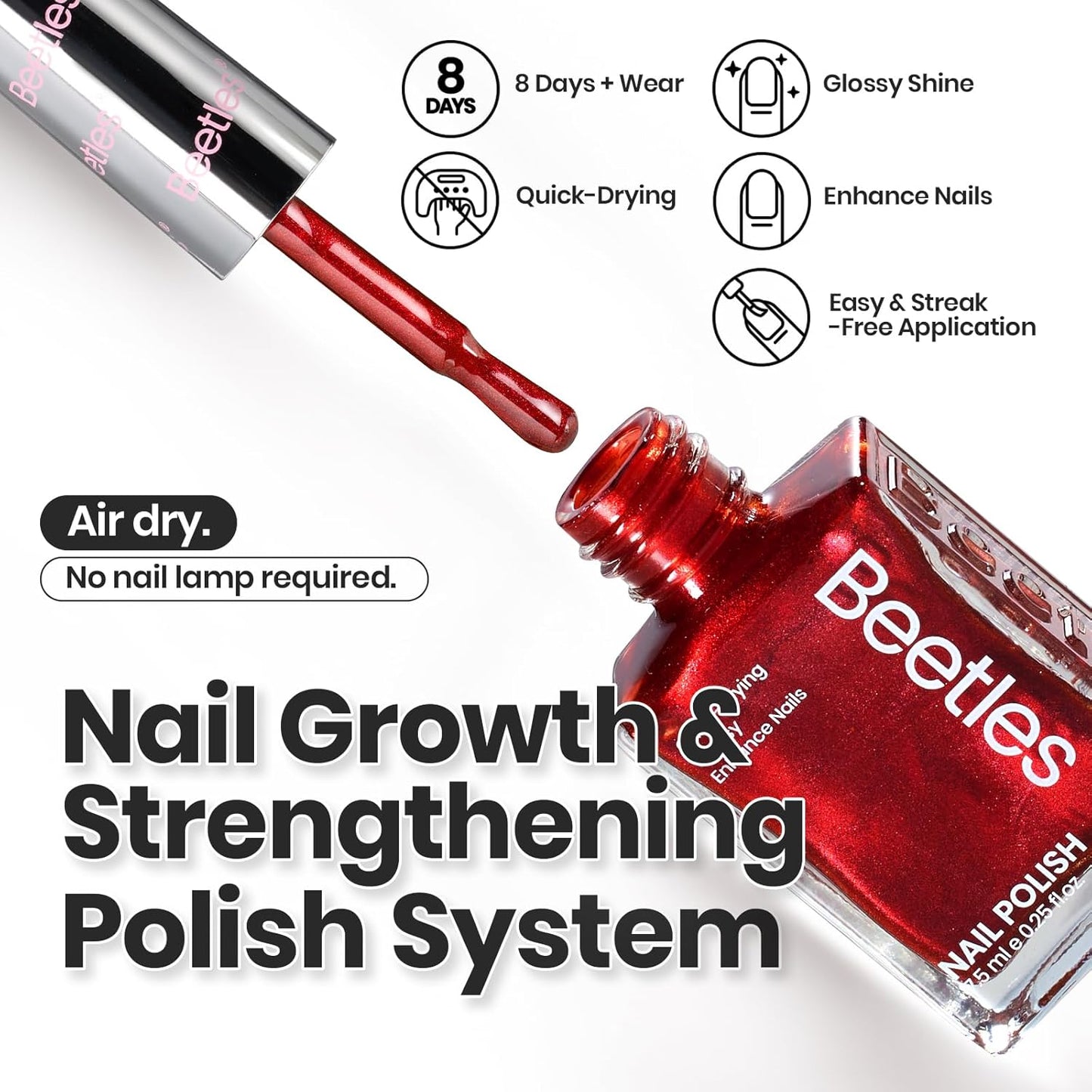 Beetles Fall Nail Polish Set - Glamour Era 6 Colors Quick Dry Glitter Burgundy Red Gold Green Yellow High-Gloss Long-Lasting Nail Polish for DIY At-Home Manicure Gift for Women-Velvo Beauty