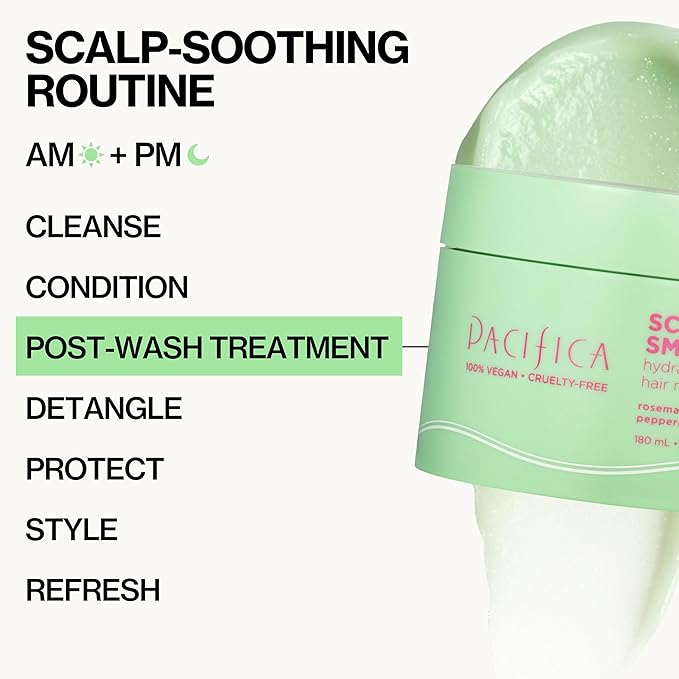 Pacifica Scalp Smoothie Hydrating Scalp Treatment & Leave-On Hair Mask, Cooling Relief for Dry, Flaky, Itchy Scalp & Thinning Hair, Vegan & Cruelty-Free, 6 fl oz-Velvo Beauty