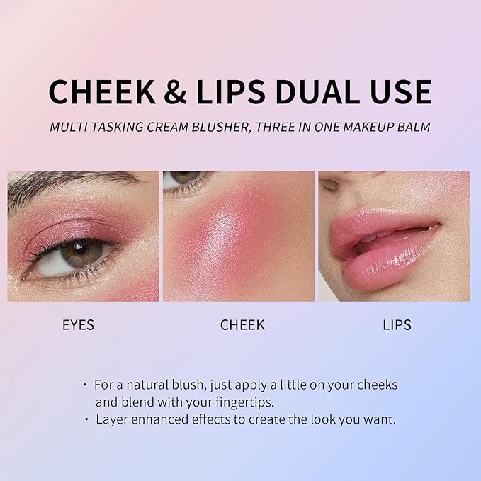 KYDA Black Cream Blush, Color Changing Tint, Magic Black Blush for Cheek & Lip, Natural Pink Glossy Face Blusher, Moisturizing Lightweight, Crystal Make Up Blush-Velvo Beauty