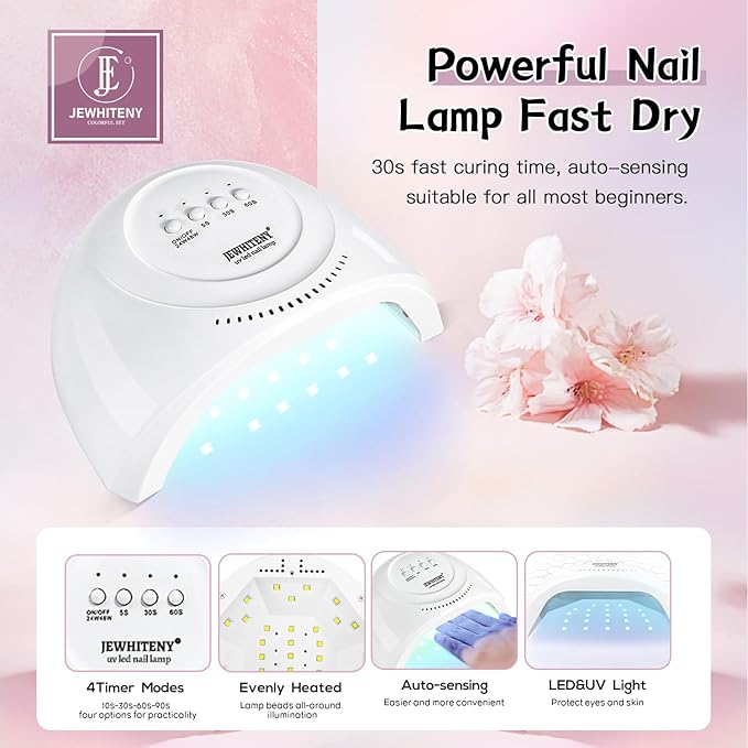 JEWHITENY 27 Colors Nail Polish Kit with U V Light, U V LED Nail Dryer Lamp Curing Gel Nail Polish Set Popular Gel Polish Set DIY at Home, Nail Manicure Tools-Velvo Beauty