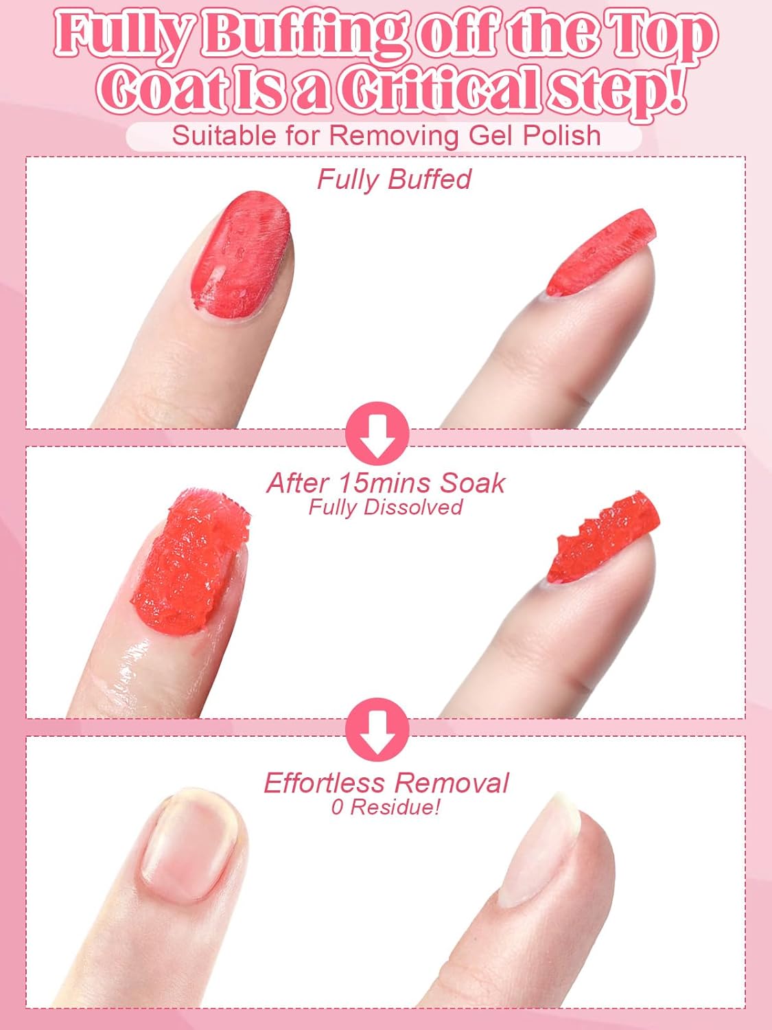 EBANKU Nail Polish Remover Kit, 120ML Gel Remover with Cuticle Oil 10 pcs Nail Clips, 50pcs Nail Foil and Tools Quick Removal for Nails Polish Acrylic Dip Powder-Velvo Beauty