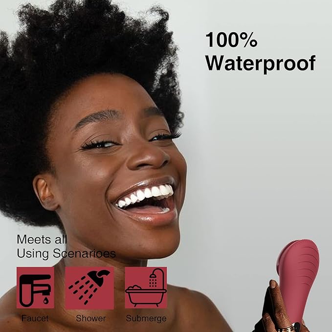 Face Scrubber, NågraCoola CLIE Facial Cleansing Brush, Waterproof and Rechargeable Face Scrub Brush for Men & Women, Cleansing, Exfoliating and Massaging, Electric Face Wash Brush - Berry-Velvo Beauty