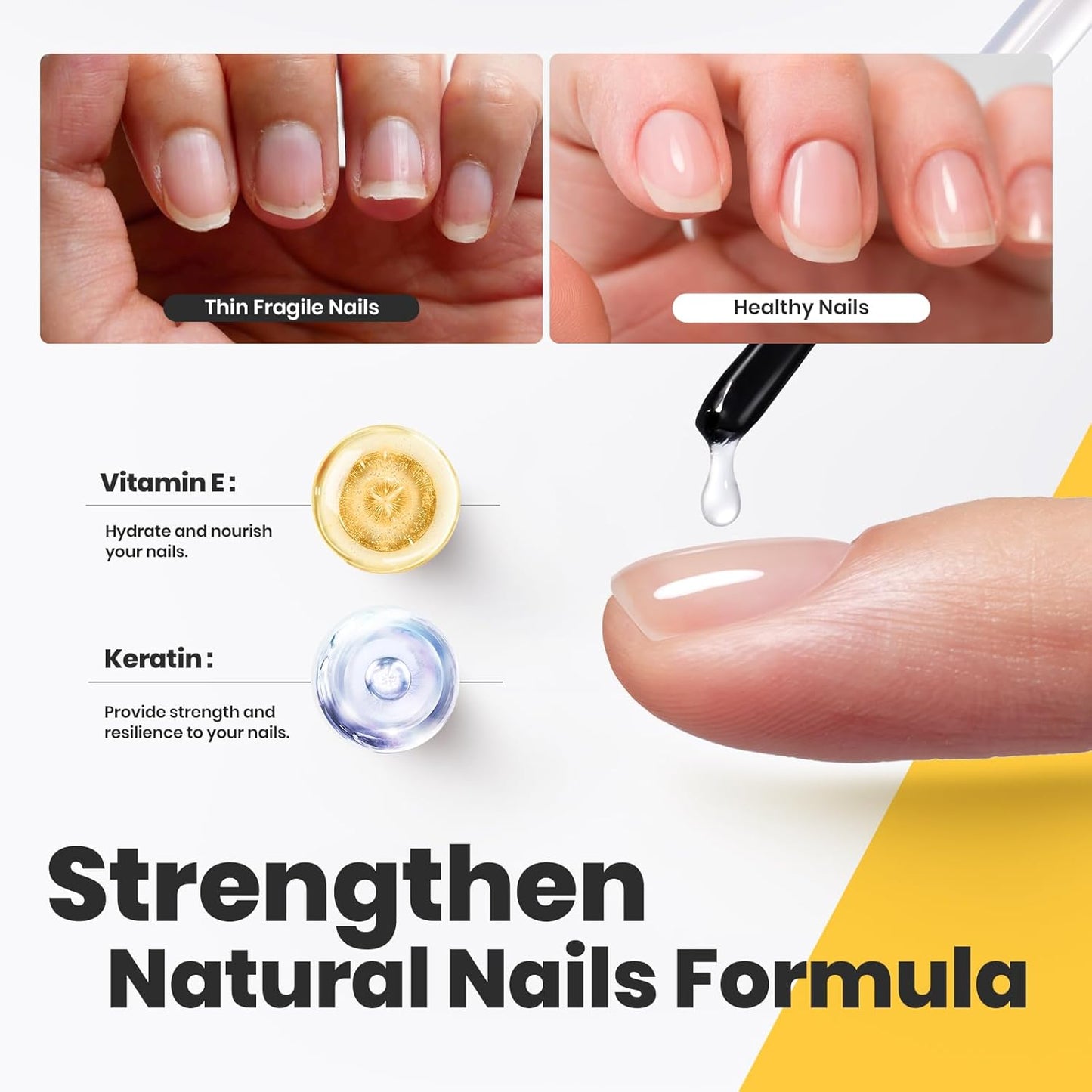 Beetles 2Pcs 15ml Nail Polish Top Coat and Base Coat Set, Fast Drying & Long Lasting Shine Clear Nail Polish, 3 IN 1 Protects Nails, Enhances Glossy and Nourishes Nails-Velvo Beauty