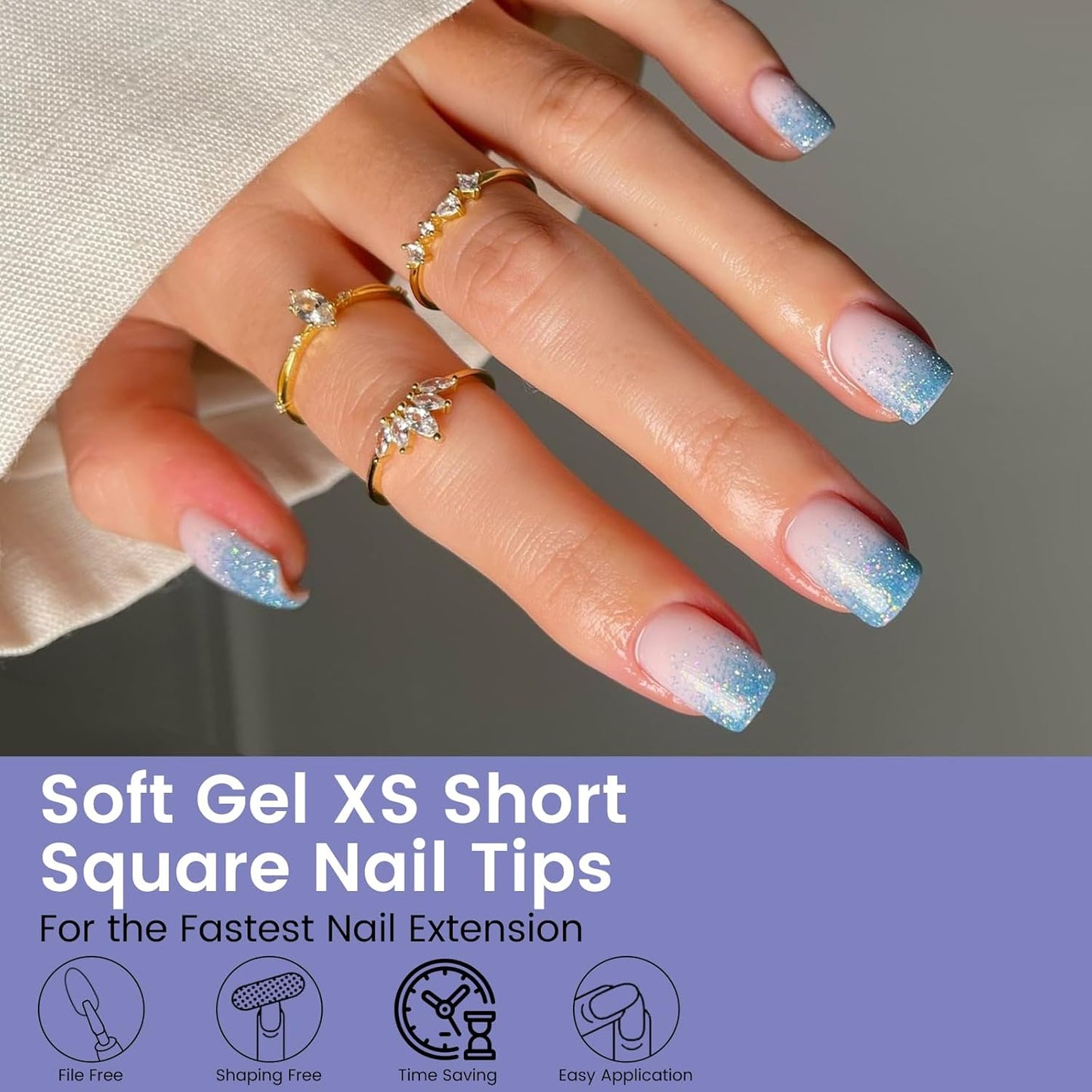 Extra Short Nail Tips Square: 240PCS Pre-shaped Gel Nails Tips Short Square Nail Tips, 12 Sizes Clear Full Cover False Fake Press on Nails for Nail Extensions DIY Home Salon for Women-Velvo Beauty