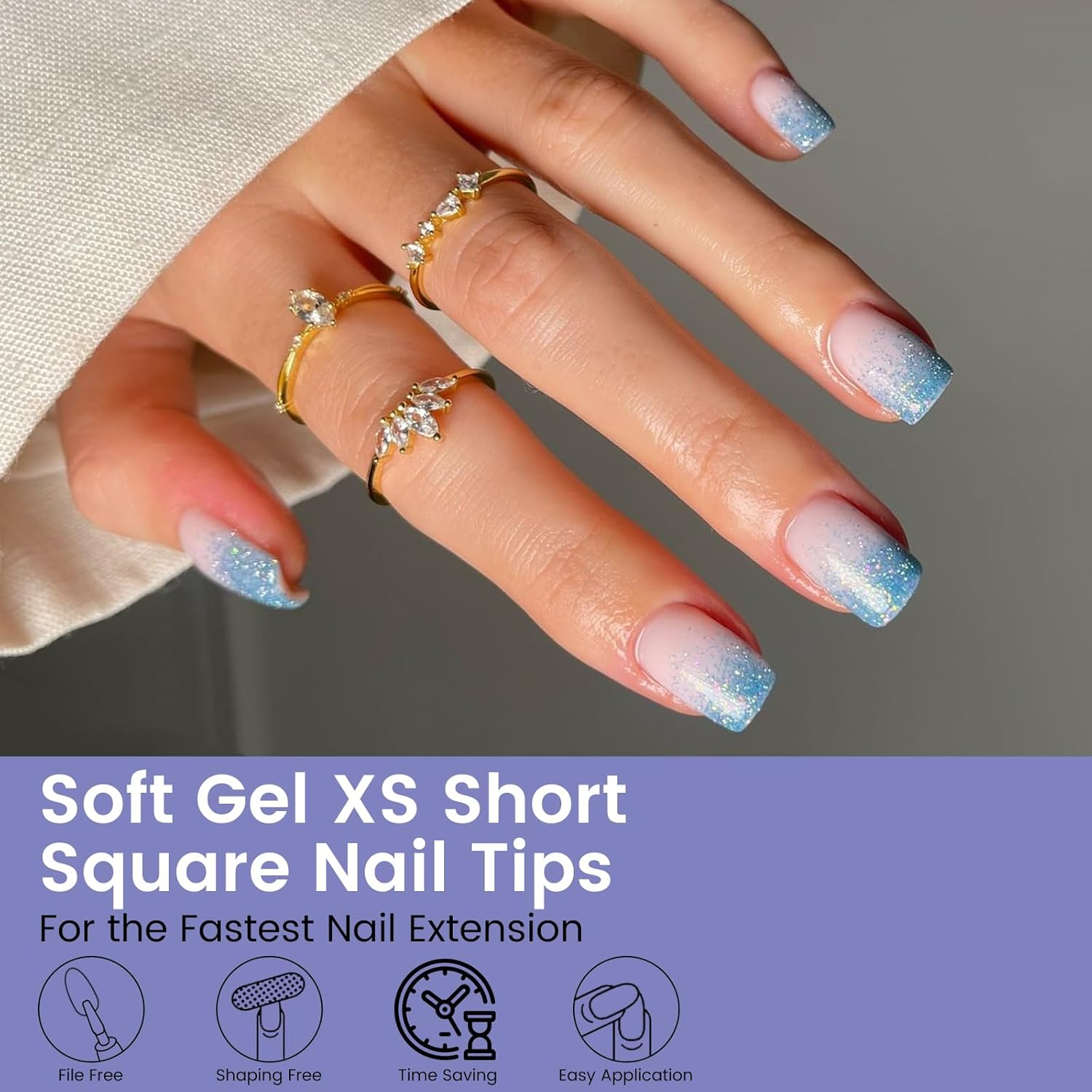 Extra Short Nail Tips Square: 240PCS Pre-shaped Gel Nails Tips Short Square Nail Tips, 12 Sizes Clear Full Cover False Fake Press on Nails for Nail Extensions DIY Home Salon for Women-Velvo Beauty