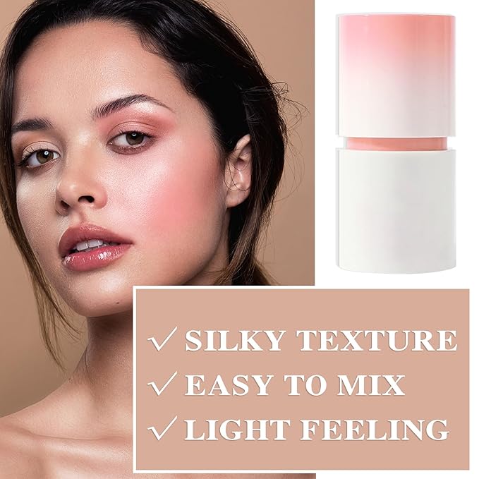 Cream Blush Stick with Brush and Makeup Sponge,Waterproof Multi Cream Makeup Stick,Lightweight,Long-lasting,2 in 1 Multi Blush for Cheeks & Lip Tint & Eyeshadow H-Velvo Beauty