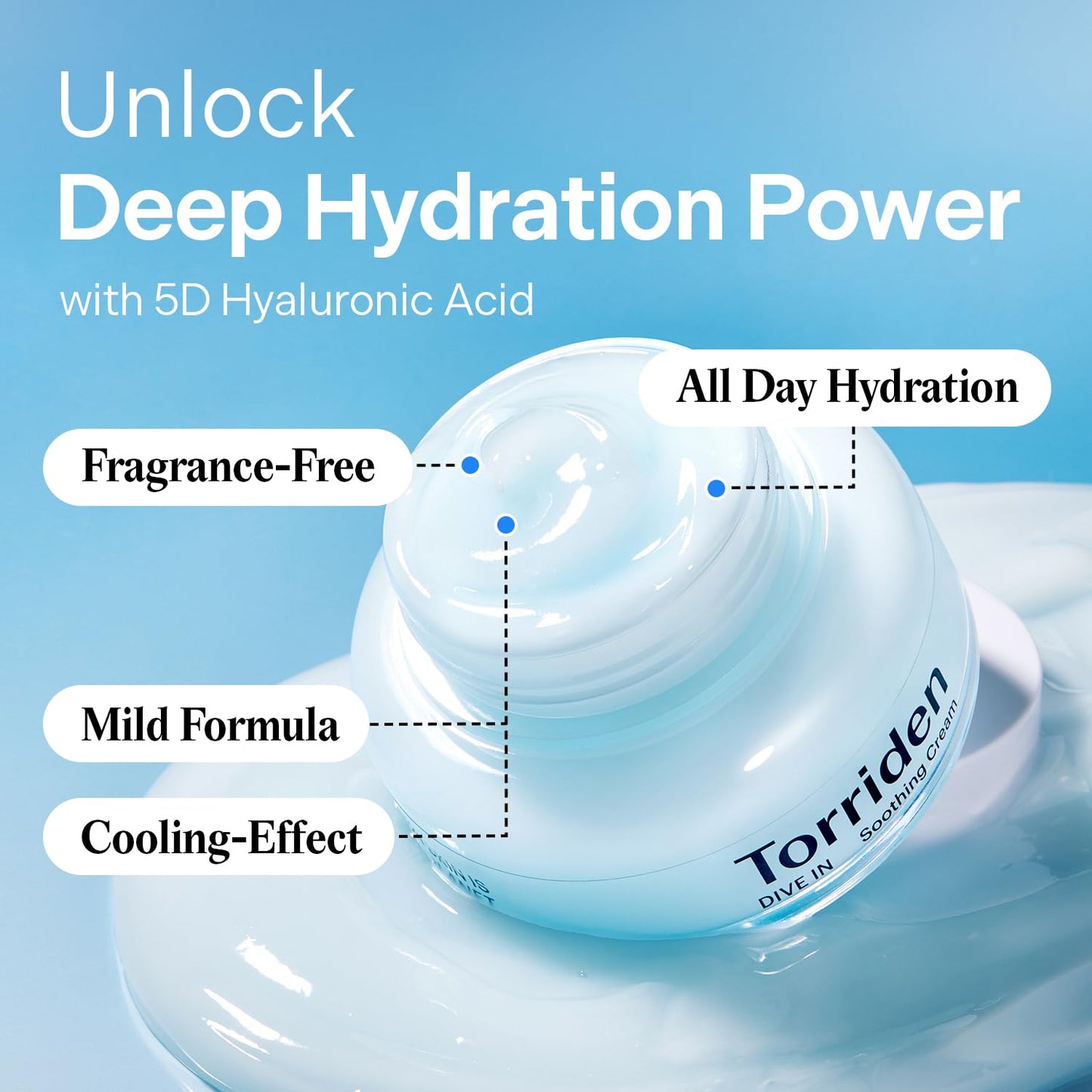 Torriden DIVE IN Hyaluronic Acid Soothing Cream 100ml (3.38 fl. oz) | Revitalizing Facial Moisturizer for Sensitive and Dry Skin | Hyaluronic Acid, Panthenol, Allantoin-Velvo Beauty