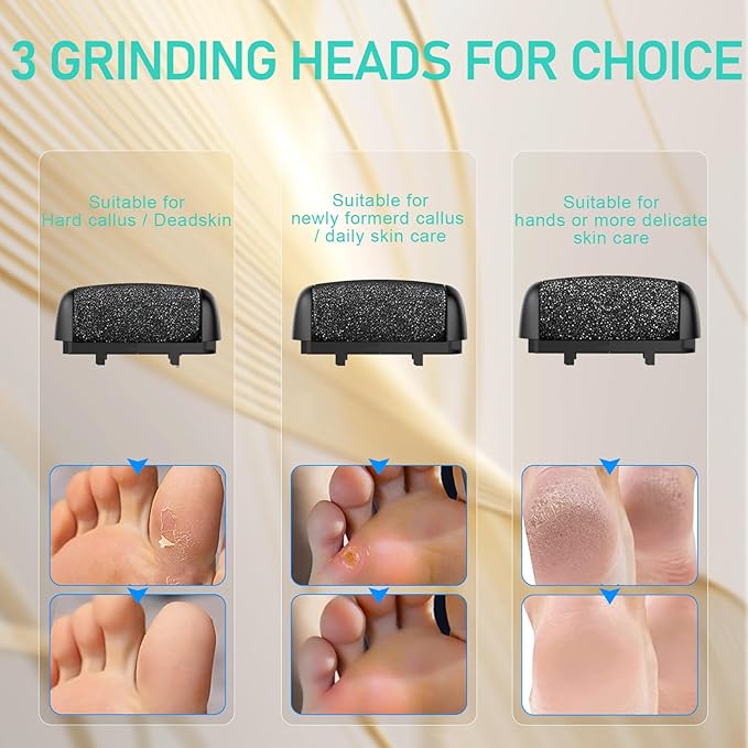 Callus Remover for Feet - with Larger Grinding Head, Portable Pedicure Kit Foot File Callus Remover, Rechargeable Waterproof Foot File for Foot Care Deadskin Remover LCD Display-2pcs-Velvo Beauty