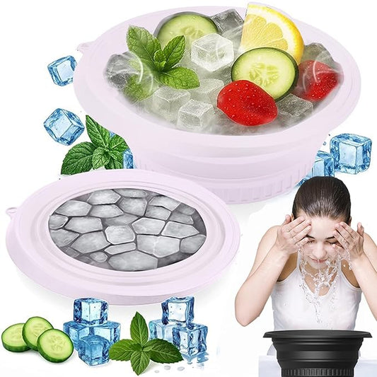 Face Ice Bath Bowl With Built-In Ice Tray, Silicone Ice Bowl Facial Folding Washbasin for Cold Plunge Therapy, Skin Tightening & Acne Relief, Reusable Ice Cubes Portable Spa Tool for Home & Travel-Velvo Beauty