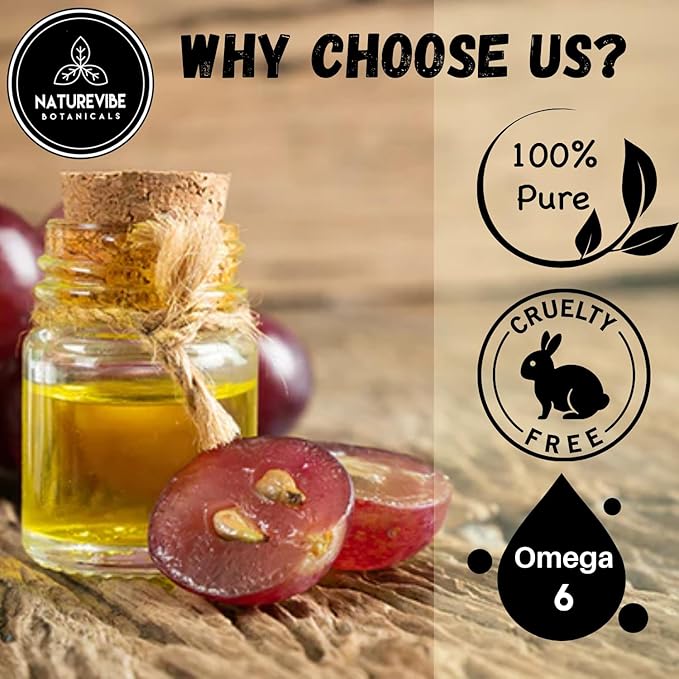 Naturevibe Botanicals Grapeseed Oil 32 Ounces | 100% Pure and Natural | Great for Skin Care and Hair Care-Velvo Beauty