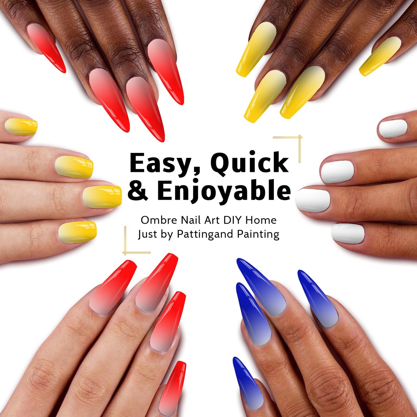 Sponge Patting Painting Nail Gel Set, 50PCS Sponges with Grabber for Ombre Gradient Nails, Blending Mixing Colors Blue Red Yellow, Aurora Nails Art Design (50Sponges & Grabber & 3PrimaryColors)-Velvo Beauty