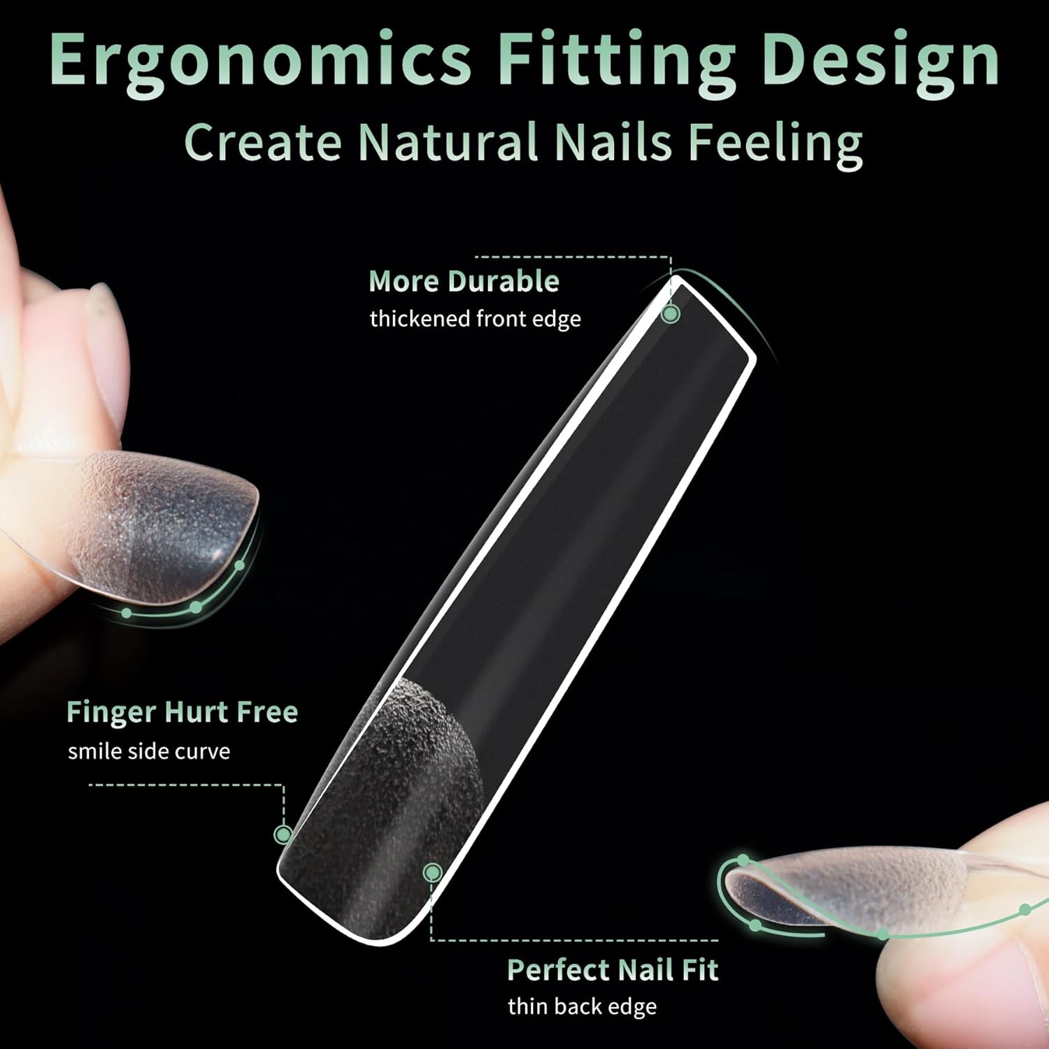 XXL Long Square Nail Tips, 120pcs Acrylic Fake Nails Gel Nail Tips Soft, Full Cover Pre-Shaped Matte Clear Press on Nails for Extension, Diy at Home Manicure 12 Sizes-Velvo Beauty