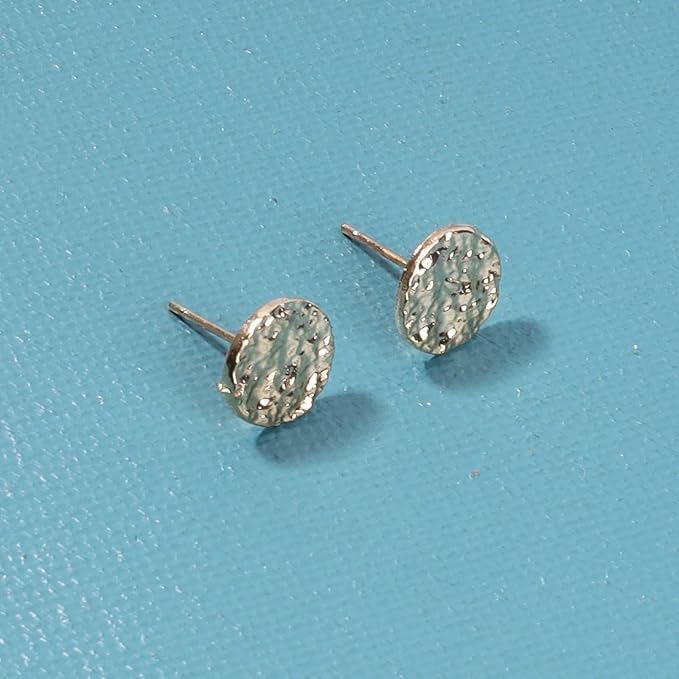 Boho Disc Coin Studs Earrings Gold Hammered Coin Earrings Tiny Circle Earrings Studs Minimalist Geometric Earrings for Women and Girls Gifts-Velvo Beauty