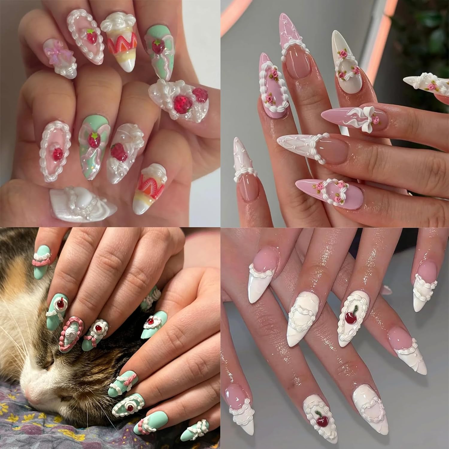 Nail Art Silicone Mold Embossed Cream Chain Design DIY Manicure 3D Carving Template with 6 Patterns, Resin Craft Making Tool Mould for Women Nail Decoration-Velvo Beauty