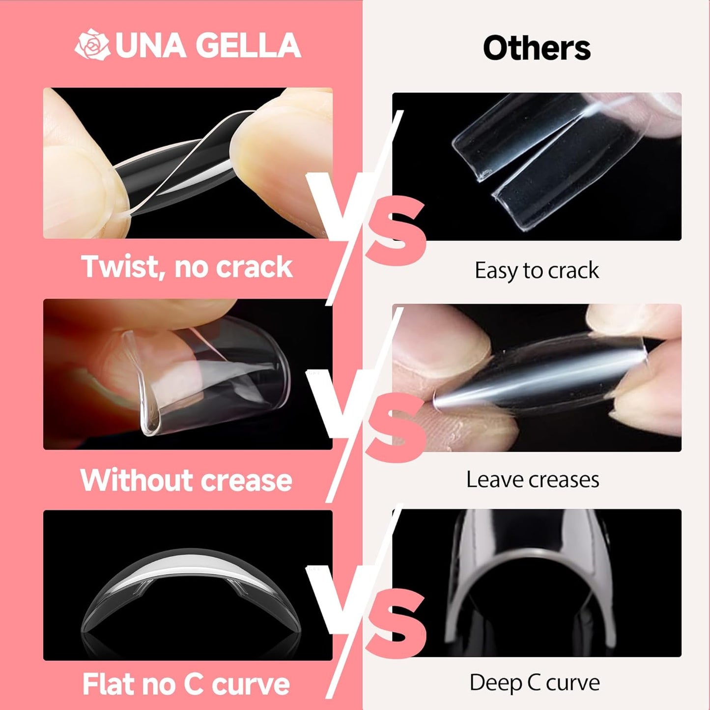 UNA GELLA Almond False Nails, 504pcs Soft Gel Tips, Clear, Medium, 12 Sizes, for Nail/Dip/Poly Extensions, Press On Nails-Velvo Beauty