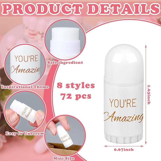 72 Pcs Mini Lip Balm Bulk Gift, 8 Assorted Flavors, Moisturizing for All Skin Types-Velvo Beauty