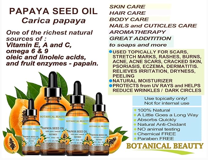 PAPAYA SEED OIL. 100% Pure / Natural / Undiluted /Refined Cold Pressed Carrier Oil. 0.5 Fl.oz.- 15 ml. For Skin, Hair And Lip Care.-Velvo Beauty
