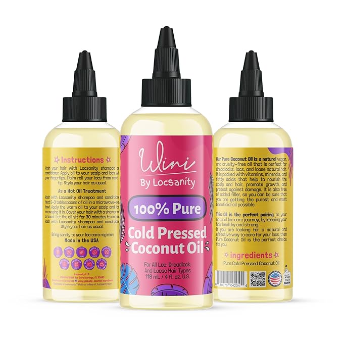 Locsanity Wini 100% Pure Oil 4 Pack, Jojoba, Argan, Coconut, Black Castor, 4 Fl Oz Each-Velvo Beauty