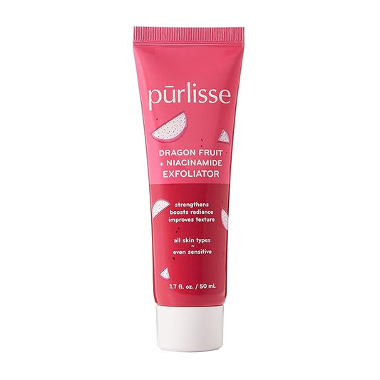 pürlisse Dragonfruit + Niacinamide Face Exfoliator Scrub - Exfoliating Face Wash for Radiance & Improved Texture - Strengthens Skin Barrier, Reduces Blemishes & Fights Signs of Aging (1.7 Fl oz)-Velvo Beauty
