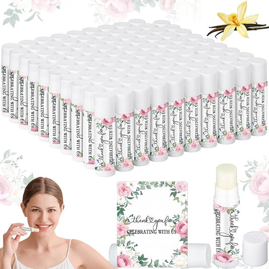 Dunzy 100 Pack Hello Fall Thanksgiving Party Gifts Bulk Lip Balms Favors Employee Appreciation Gifts Thank You Gifts Team Inspirational Gifts for Women Men Coworkers Satff Teachers(Pink Rose)-Velvo Beauty