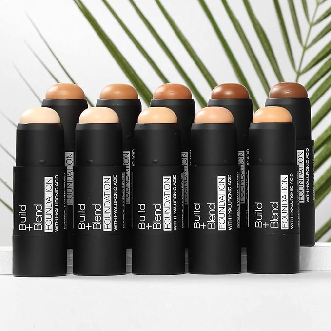Palladio BUILD & BLEND Foundation Stick, Medium Coverage Buildable Contour Stick for Face, Ultra Blendable Creamy Formula for a Natural Shine Free Finish, Professional Makeup, 0.25 Ounce (Almond)-Velvo Beauty