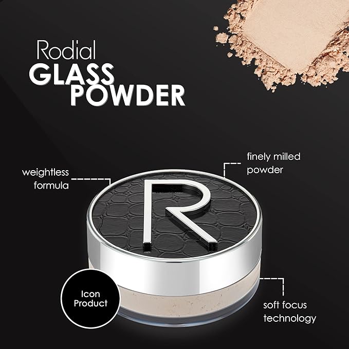 Rodial Glass Powder 0.4 oz, Skin Perfecting Loose Face Powder, Creamy Formula for a Natural Luminosity Glow, Finishing Powder for a Flawless Skin Look, Setting Powder-Velvo Beauty