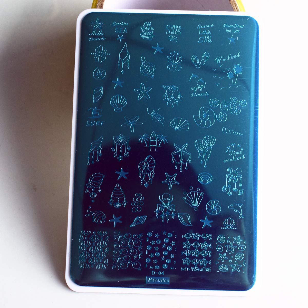 2pcs Sun Moon Star Nail Plates Stamping Set Sea Shell Pattern Stamp Templates Geometry Flowers Nail Art Stamper Plates for DIY Print Manicure Salon Design Gift Supplies 9.5x14.5CM-Velvo Beauty