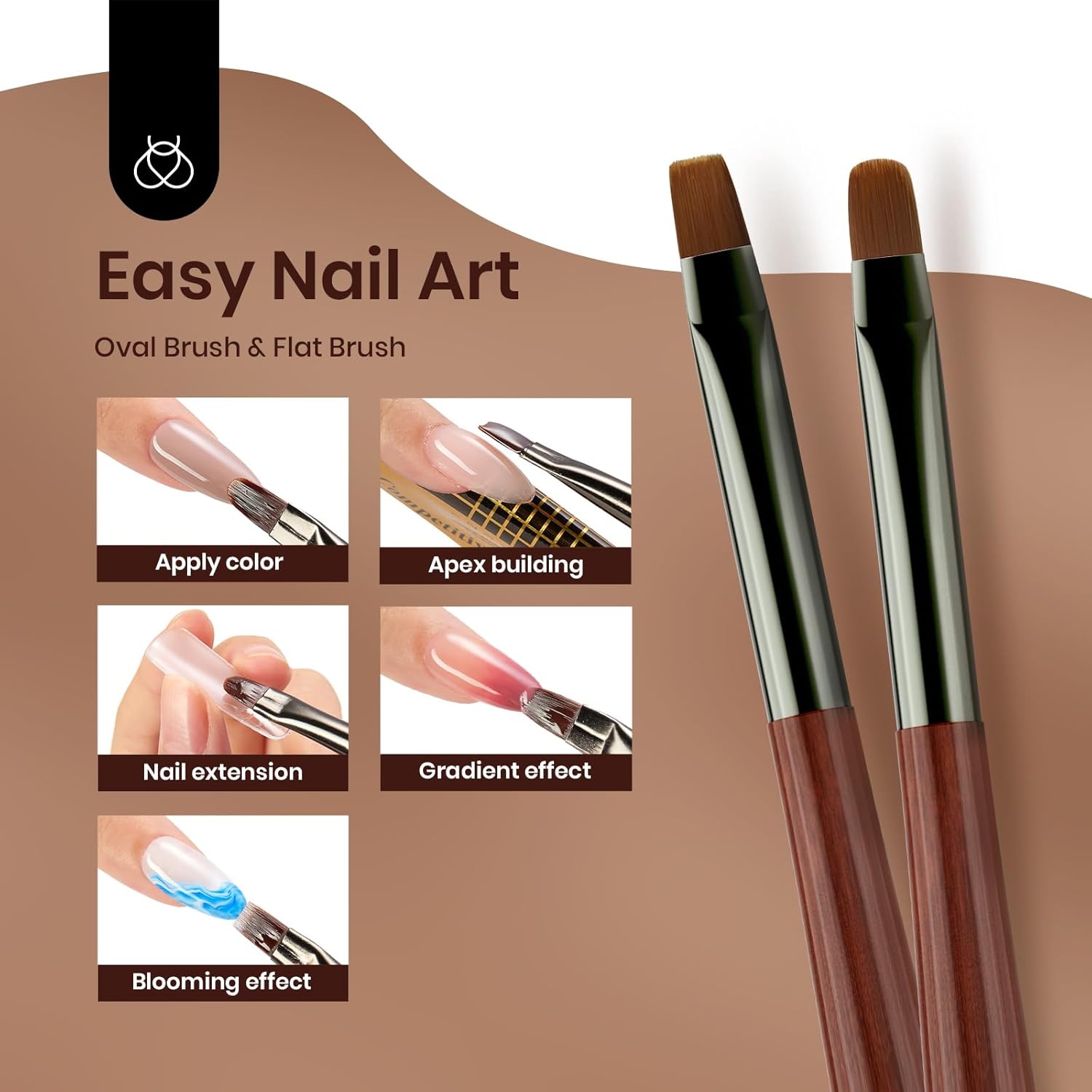 Beetles Nail Art Brushes Set, 6 PCS Multifunctional Nail Brushes for Nail Art Wooden Liner Brush Nail Drawing Pen Nail Art Tools with Nail Brush Holder&Palette for Nail Art Design-Velvo Beauty