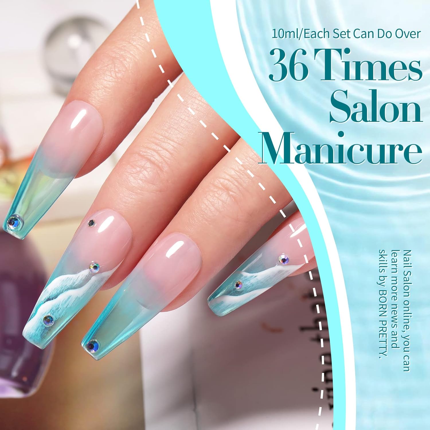 Born Pretty Jelly Gel Nail Polish Set Spring Summer Crystal Glass Translucent Pastel Gel Polish Blue Red Green Yellow Pink Soak Off U v Gel Polish 7ML 6PCS-Velvo Beauty