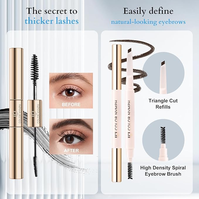 Color Nymph Makeup Kit for Girls Beginner Makeup Gift Set with Portable Bag Include 2 Color Lip Gloss, Eyeshadow Pen, Blush & Contouring, Highlight, Mascara, Eyebrow Pencil-Velvo Beauty