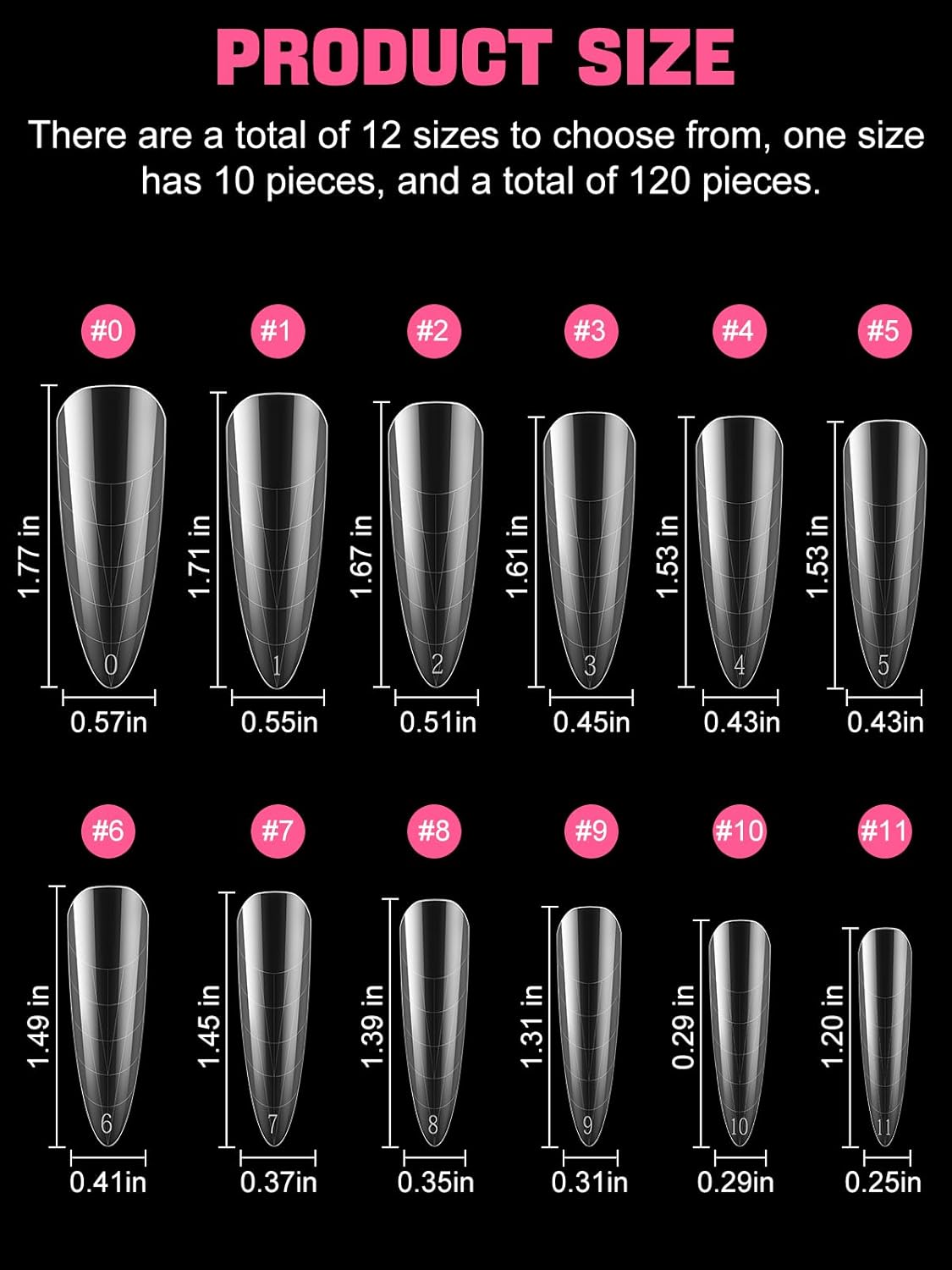 Nail Dual Forms for Poly Nail Gel EBANKU 120Pcs Stiletto Extension Gel Nail Molds Clear Acrylic Nail Tips, Full Cover Reusable Nail Forms for Builder Nail Gel Nail Art Design Salon&DIY-Velvo Beauty