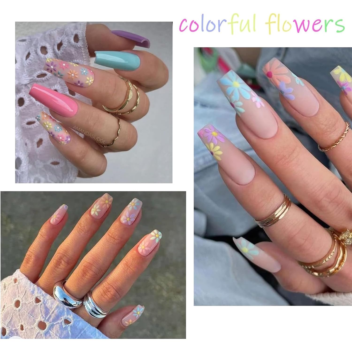 Flower Nail Art Stickers Decals 5D Embossed Nail Decals Spring Summer Daisy Nail Art Design Self-Adhesive Nail Supplies Accessories 3D Flower Nail Stickers for Women Nail DIY Decoration-Velvo Beauty