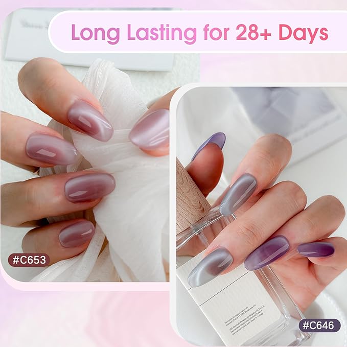 ROSALIND Cat Eye Gel Nail Polish, 8 Color Jelly Gel Polish with Magnet Stick Magnetic Cateye Translucent Effect Sheer Glitter Collection Manicure Gifts for Women-Velvo Beauty