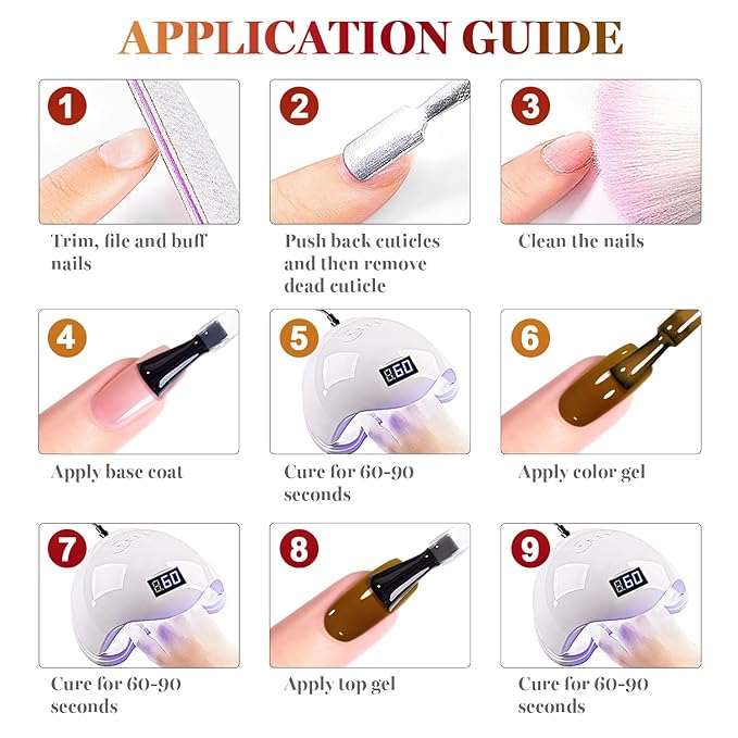 RARJSM Jelly Stained Glass Gel Nail Polish Set 6pcs Clear Amber Yellow Cherry Red Orange Olive Green Crystal Transparent Series Sheer Gel Varnish Curing Requires Soak off Home Salon French Manicure-Velvo Beauty