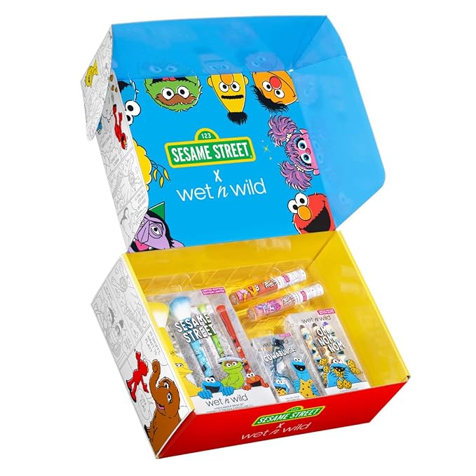wet n wild Sesame Street Limited Edition PR Box - Makeup Set with Versatile Brushes, Vibrant Buildable & Blendable Palettes & Lip Glosses for Unique Looks, Cruelty-Free & Vegan-Velvo Beauty