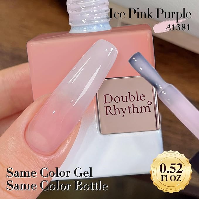 Double Rhythm Gel Polish Translucent Sheer Neutral Natural Light Milky Same Color Same Bottle 15ML Jelly Polish Art DIY at Home (Light Pink-A1381)-Velvo Beauty