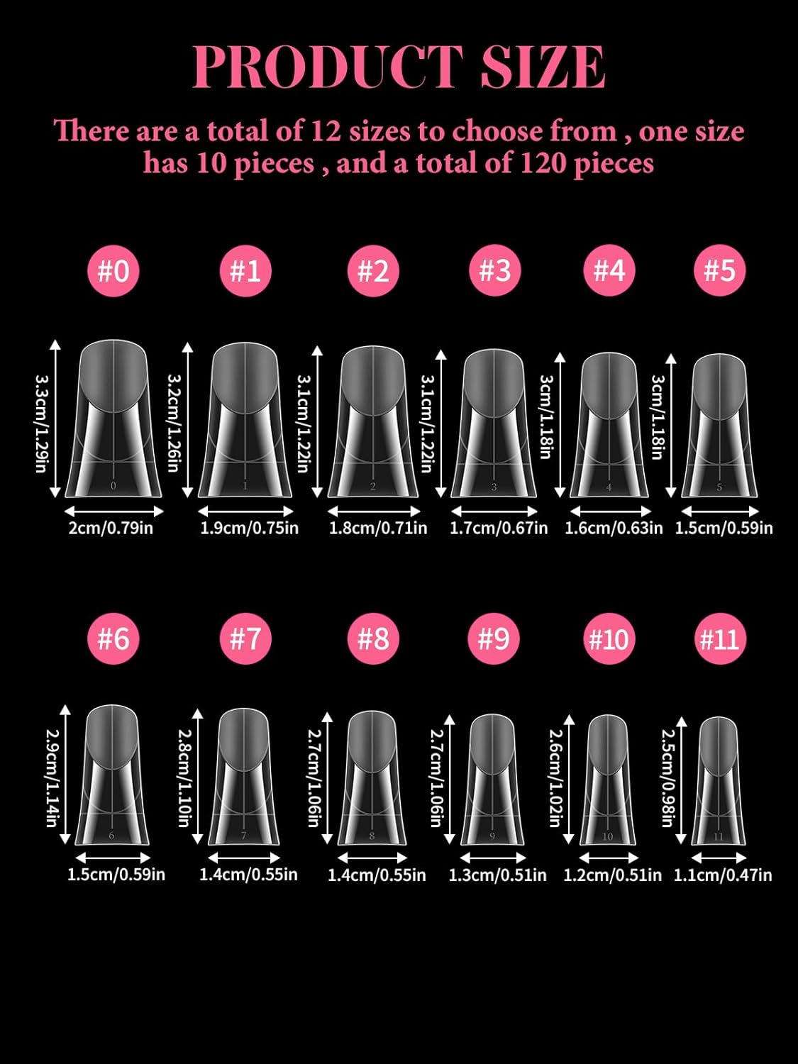 EBANKU Duck Nail Dual Forms for Poly Nail Extension, 120PCS Medium Length Duck Nail Tips Reusable Full Cover French Tip Molds for Builder Gel Nail Art Design Salon&DIY, 12 Sizes-Velvo Beauty