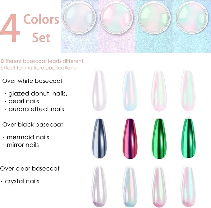 Allstarry Chrome Nail Powder Metallic Mirror Effect Pigment Iridescent Aurora, Mermaid Pearl Glitter Dust Kit for Gel Polish Nail Art Decoration, Resin Craft- Violet Green Emerald-Velvo Beauty
