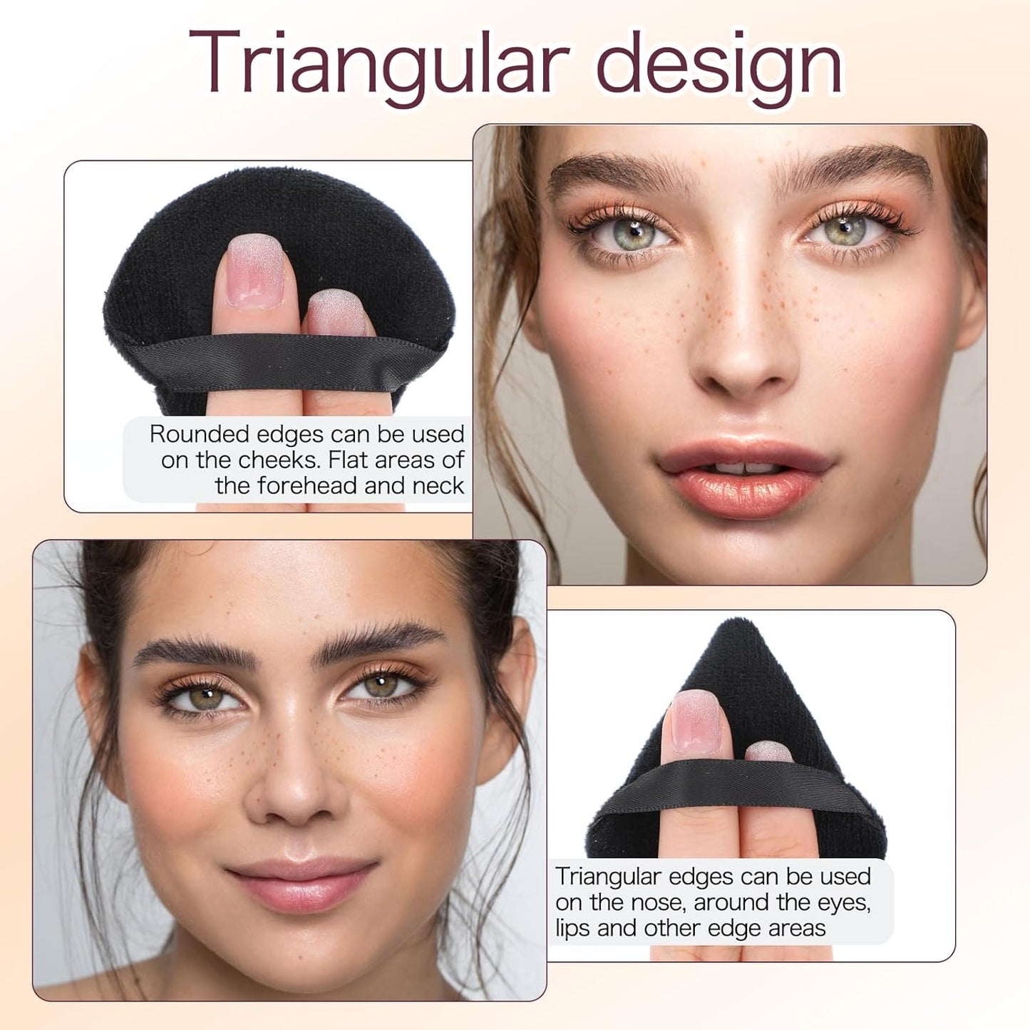 150Pcs Powder Puff Soft Makeup Puff for Loose Velour Triangle Powder Sponges for Setting Face Cosmetic Wet Dry Foundation Makeup Tools (Black)-Velvo Beauty